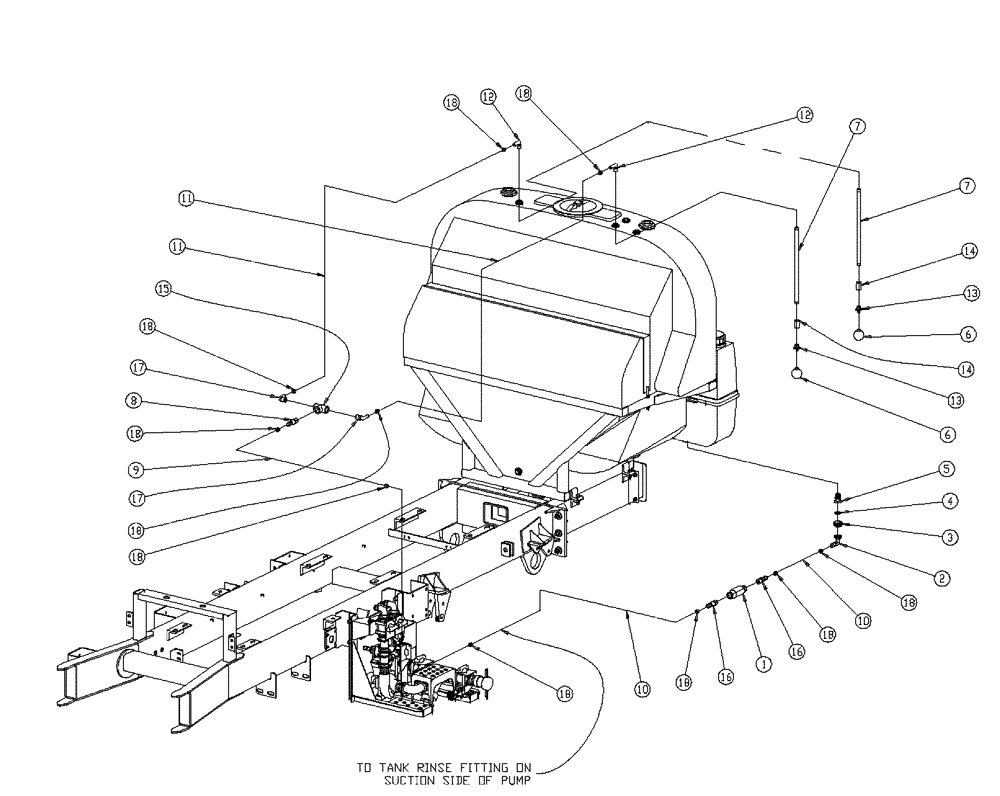 Схема запчастей Case IH 438 - (18-016) - TANK RINSE GROUP, FLEX-AIR Wet Kit