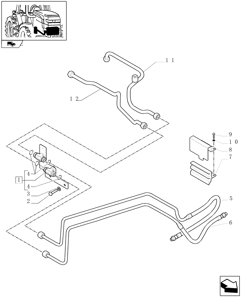 Схема запчастей Case IH PUMA 155 - (1.29.7[05]) - FULL POWER SHIFT - TRANSMISSION OIL COOLER PIPES (03) - TRANSMISSION