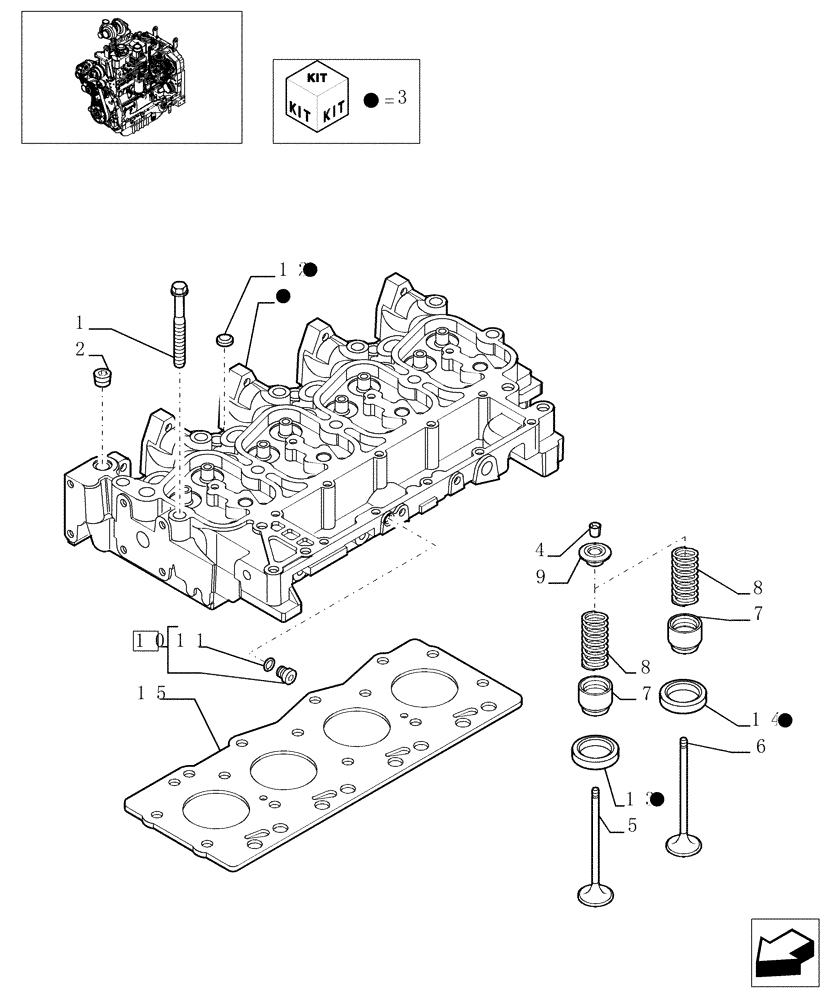 Схема запчастей Case IH MXU100 - (0.06.0) - CYLINDER HEAD (01) - ENGINE