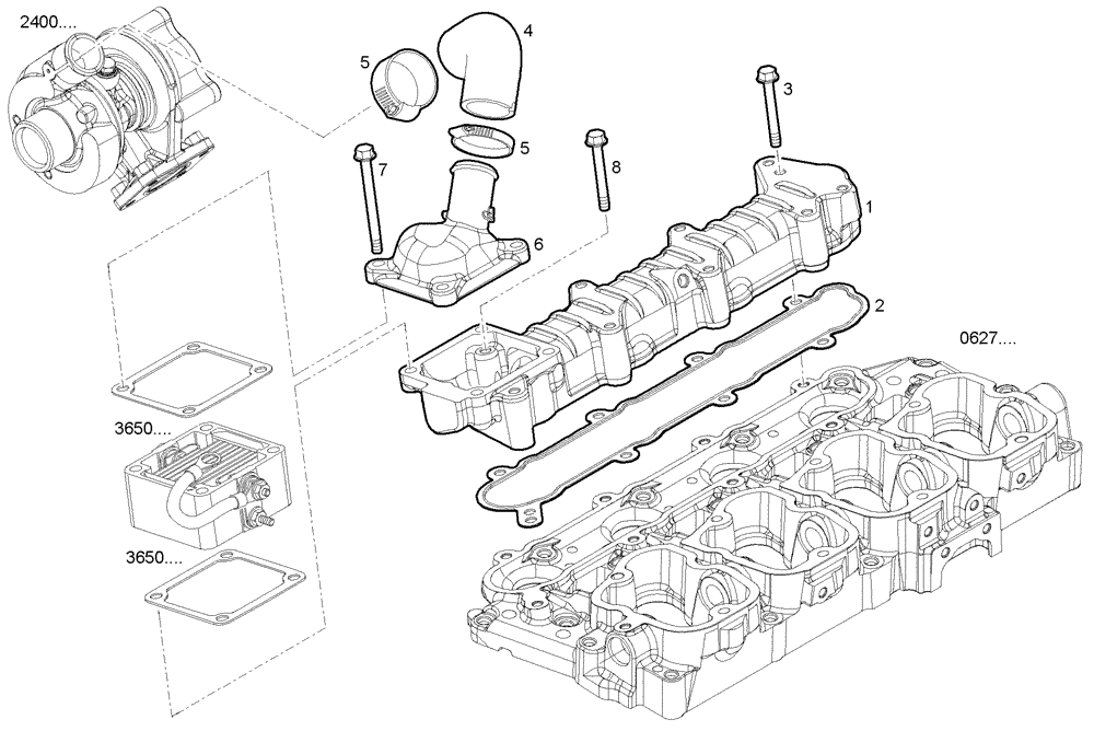 Схема запчастей Case IH F5CE9454G A001 - (0710.244) - INTAKE MANIFOLD (10) - ENGINE