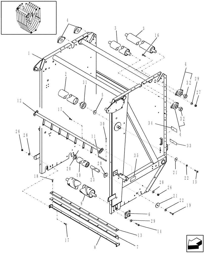 Схема запчастей Case IH RBX462 - (14.44[2]) - TAILGATE & LOOP ROLL, P.I.N. HBJ00068080 & AFTER (14) - BALE CHAMBER