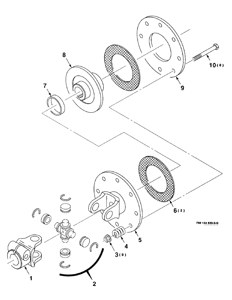 Схема запчастей Case IH 8360 - (2-18) - HAY CONDITIONER CLUTCH ASSEMBLY, U-JOINT, 700710451 COMPLETE (09) - CHASSIS