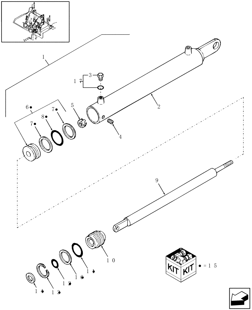 Схема запчастей Case IH RBX442 - (07.07[1]) - HYDRAULIC CYLINDER, TAILGATE LIFT, 86635365 (07) - HYDRAULIC SYSTEM