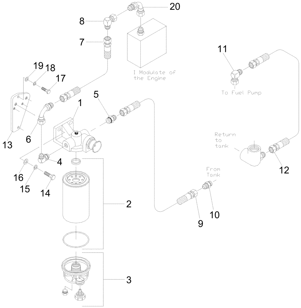 Схема запчастей Case IH A7700 - (C01.03[01]) - Fuel Lines and Water Separator {CASE IH 10.3 L} (02) - FUEL SYSTEM