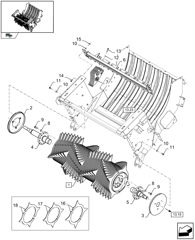 Схема запчастей Case IH LB433R - (13.16[01]) - ROTOR (13) - FEEDER