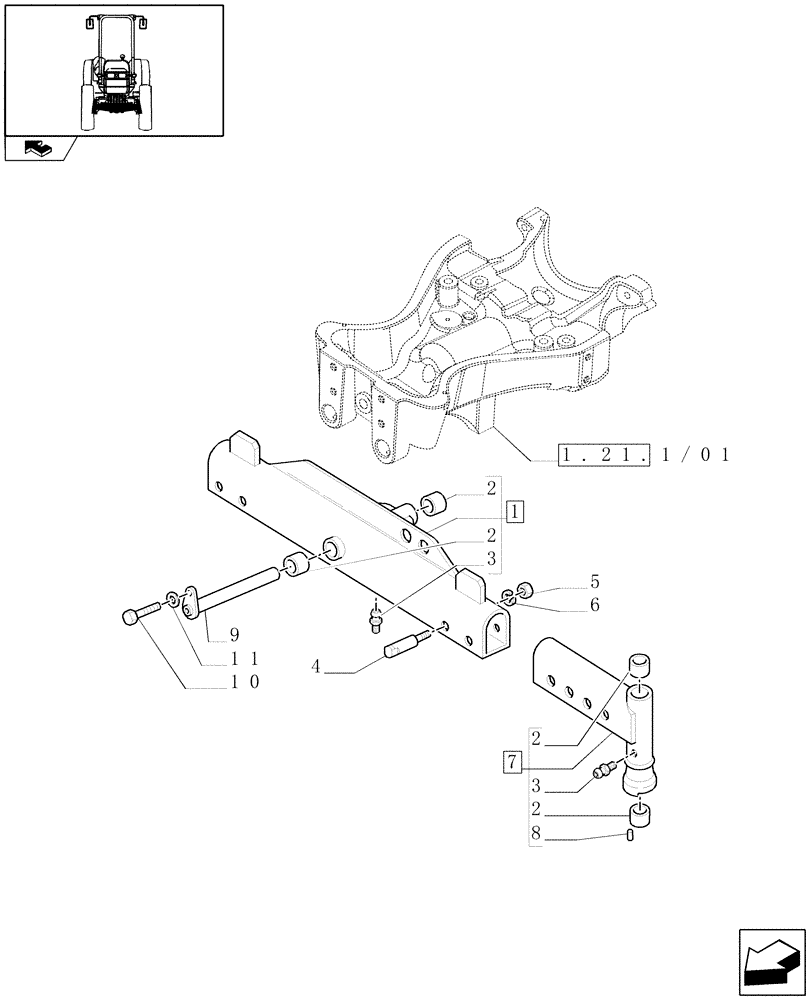 Схема запчастей Case IH FARMALL 105N - (1.41.0[01]) - 2WD FRONT AXLE - AXLE BODY, END (VAR.331581-332581 / 743515) (04) - FRONT AXLE & STEERING