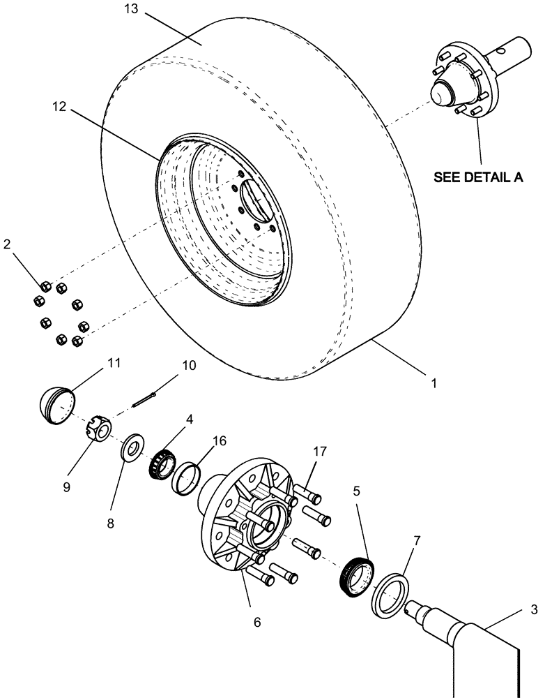 Схема запчастей Case IH 1260 - (44.100.05) - WHEEL ASSEMBLY - STANDARD TIRE AND HUB (44) - WHEELS