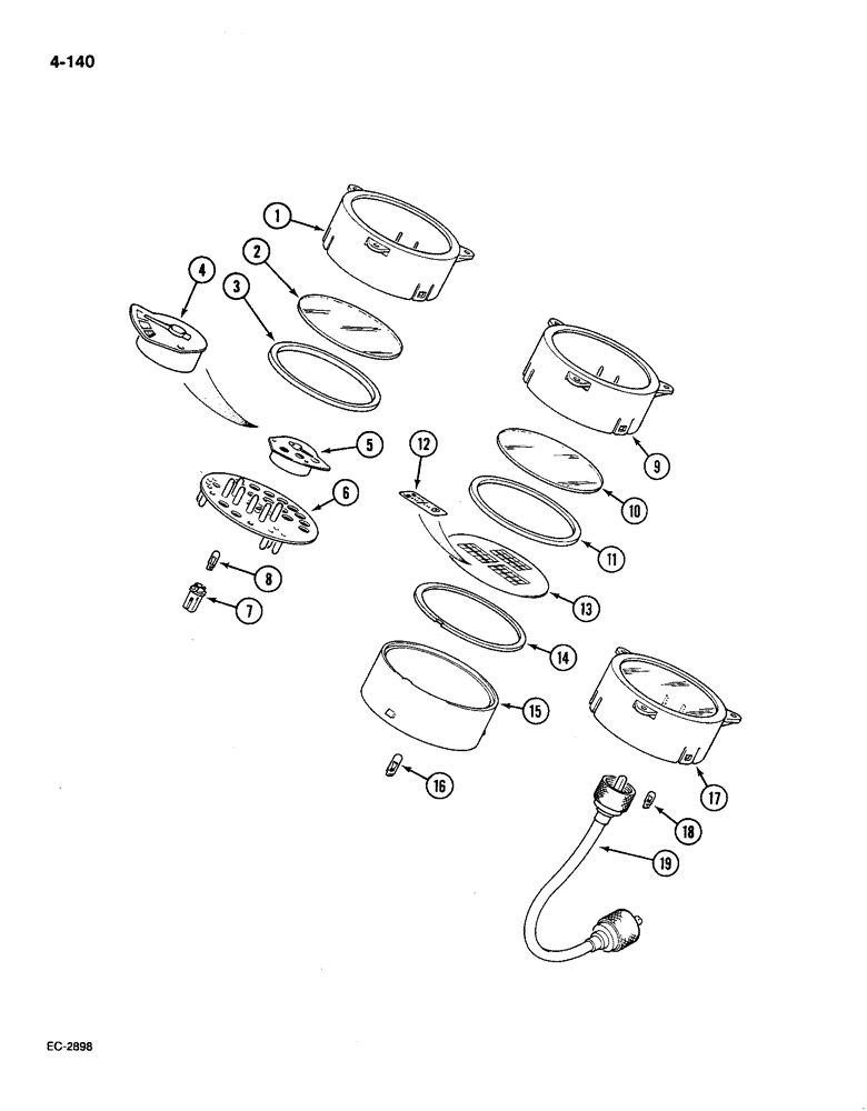 Схема запчастей Case IH 585 - (4-140) - INSTRUMENTS, WITH CAB (04) - ELECTRICAL SYSTEMS