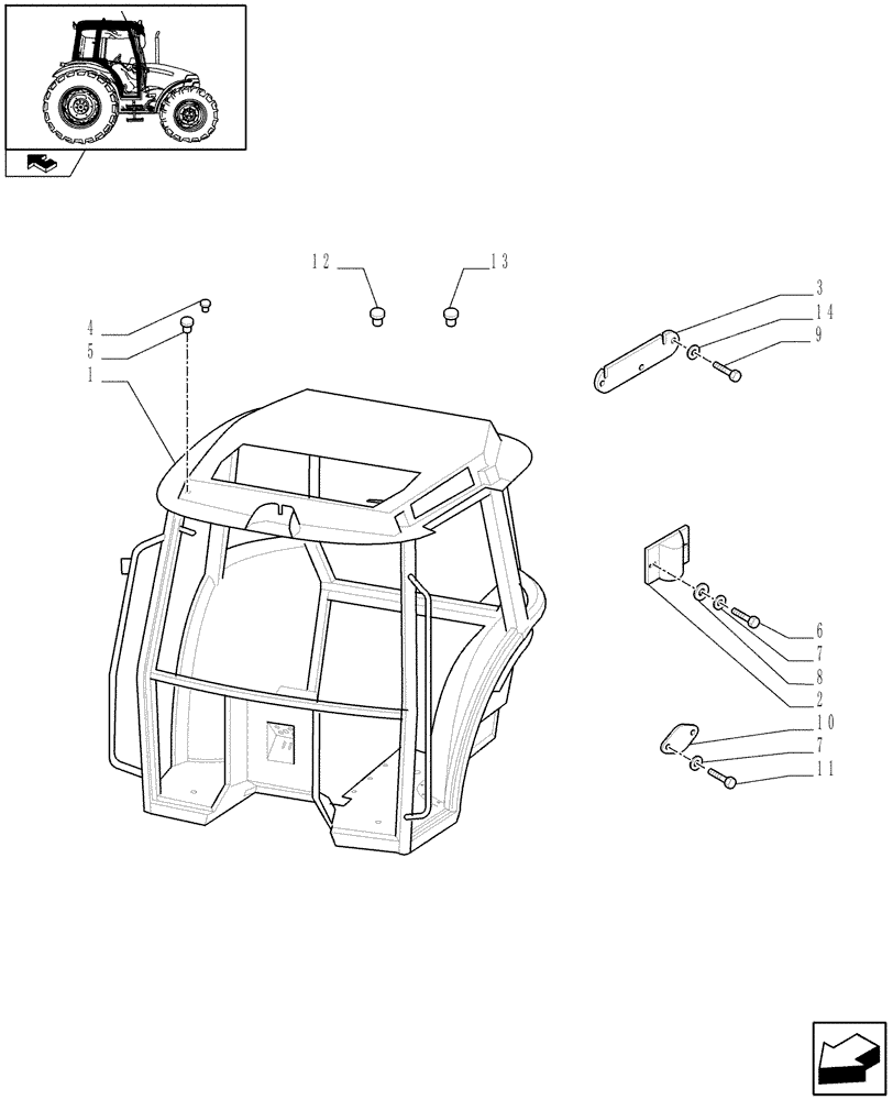 Схема запчастей Case IH FARMALL 70 - (1.92.90[01]) - CAB FRAME (10) - OPERATORS PLATFORM/CAB