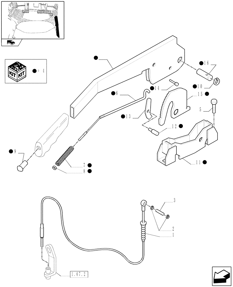 Схема запчастей Case IH FARMALL 95N - (1.92.67) - HANDBRAKE CONTROL (10) - OPERATORS PLATFORM/CAB