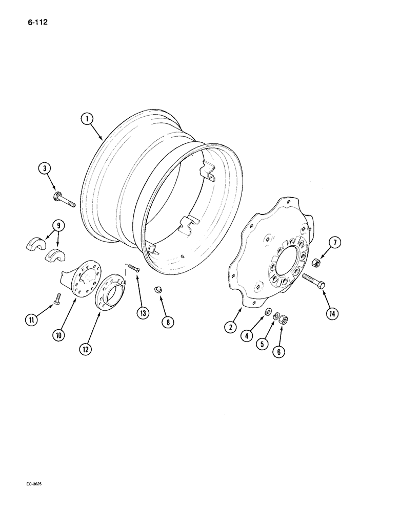 Схема запчастей Case IH 895 - (6-112[2]) - REAR WHEELS, HUB CLAMP FOR BAR TYPE AXLE (06) - POWER TRAIN