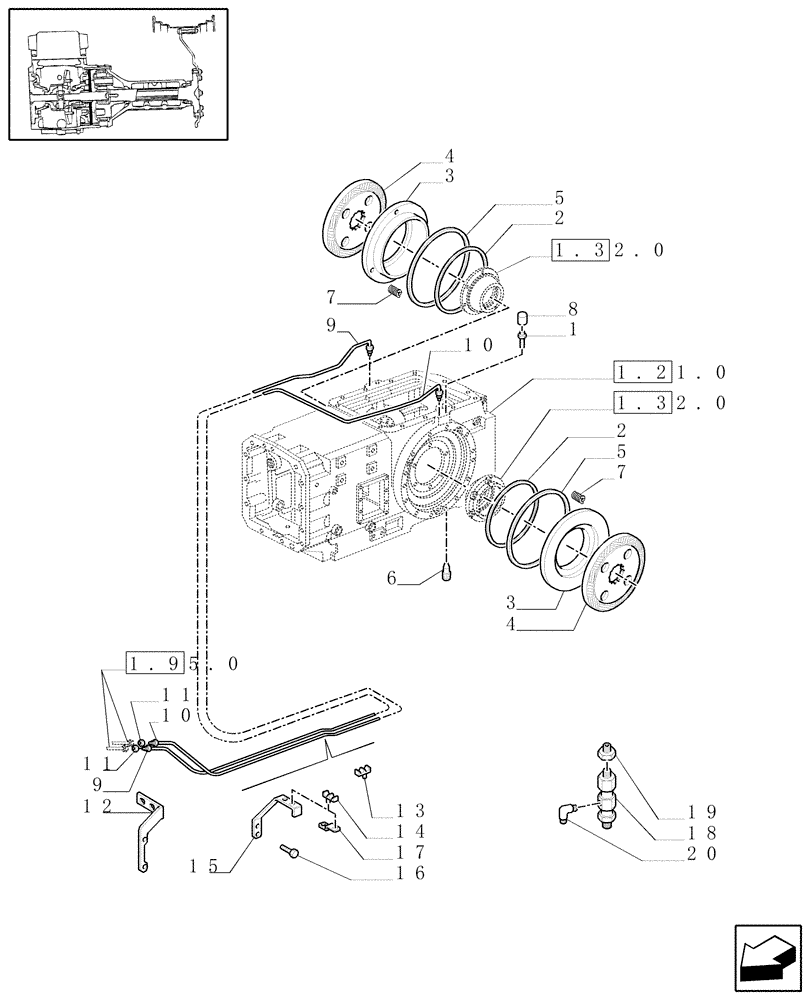 Схема запчастей Case IH MXM140 - (1.65.3) - TRANSMISSION BRAKES (05) - REAR AXLE