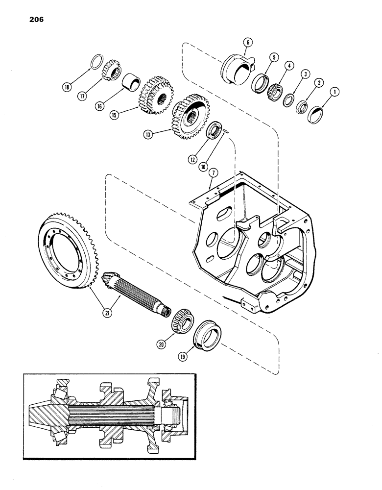 Схема запчастей Case IH 770 - (206) - COUNTERSHAFT, POWER SHIFT (06) - POWER TRAIN