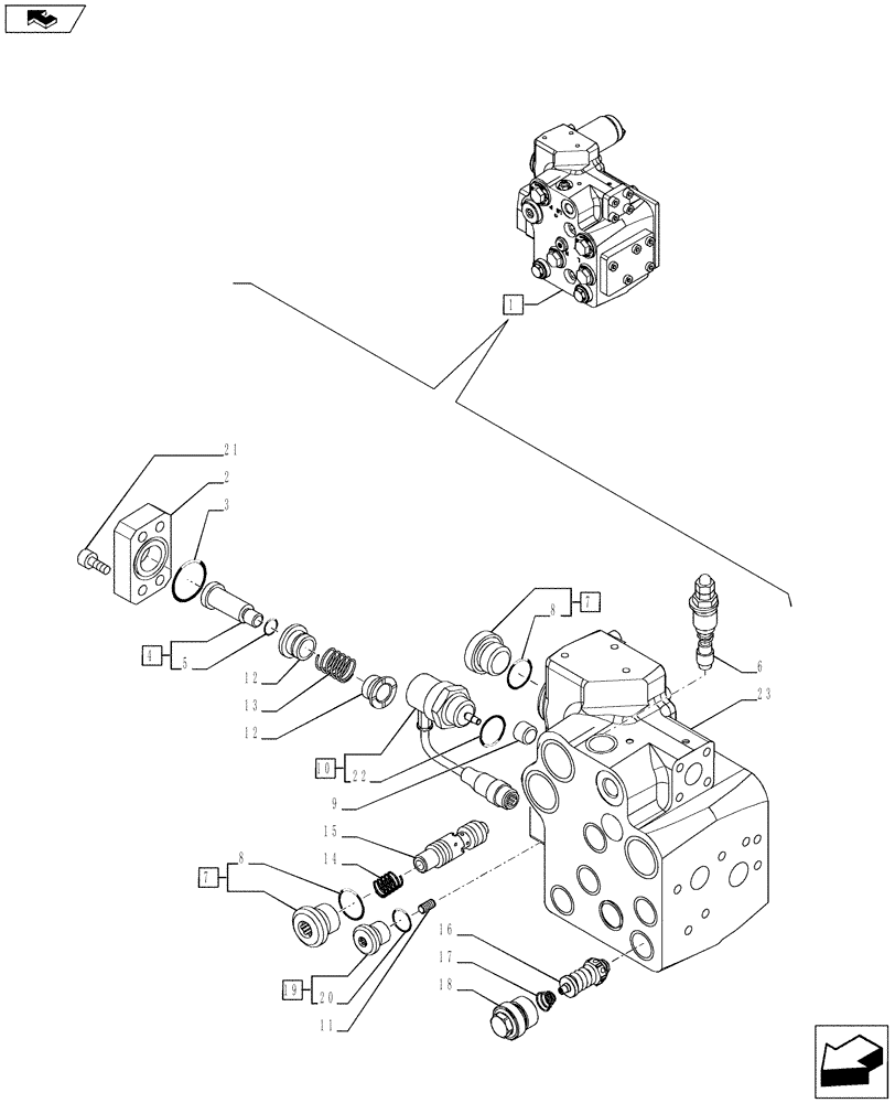 Схема запчастей Case IH PUMA 215 - (41.204.02[02]) - FAST STEERING - VALVE - BREAKDOWN (VAR.729636; VAR.743187 / 743608) (41) - STEERING