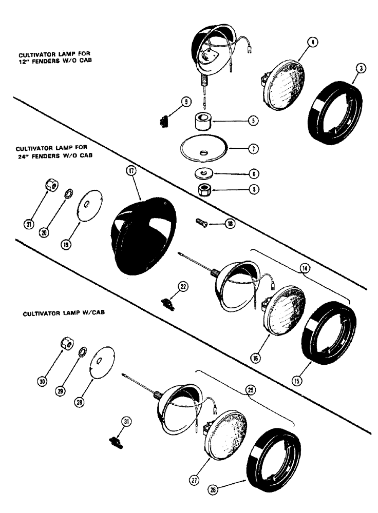 Схема запчастей Case IH 1370 - (078) - CULTIVATOR LAMPS (04) - ELECTRICAL SYSTEMS