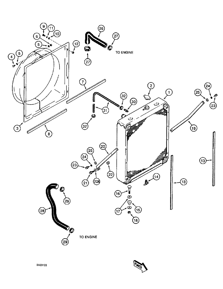 Схема запчастей Case IH 1666 - (2-02) - RADIATOR AND ATTACHING PARTS (01) - ENGINE