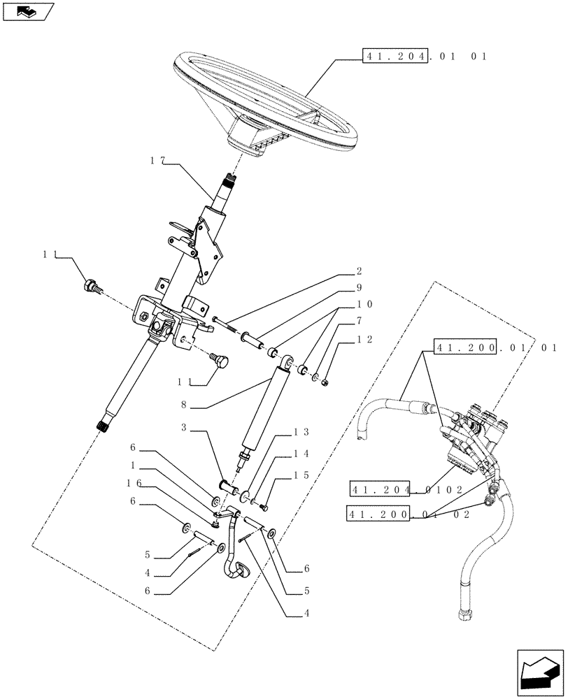 Схема запчастей Case IH FARMALL 65C - (41.204.01[02]) - STEERING COLUMN (41) - STEERING