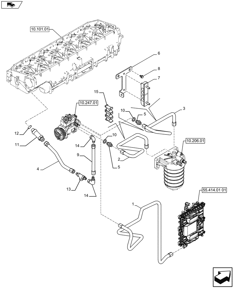 Схема запчастей Case IH F3DFE613B A002 - (10.218.04) - FUEL LINES & RELATED PARTS (504386745) (10) - ENGINE