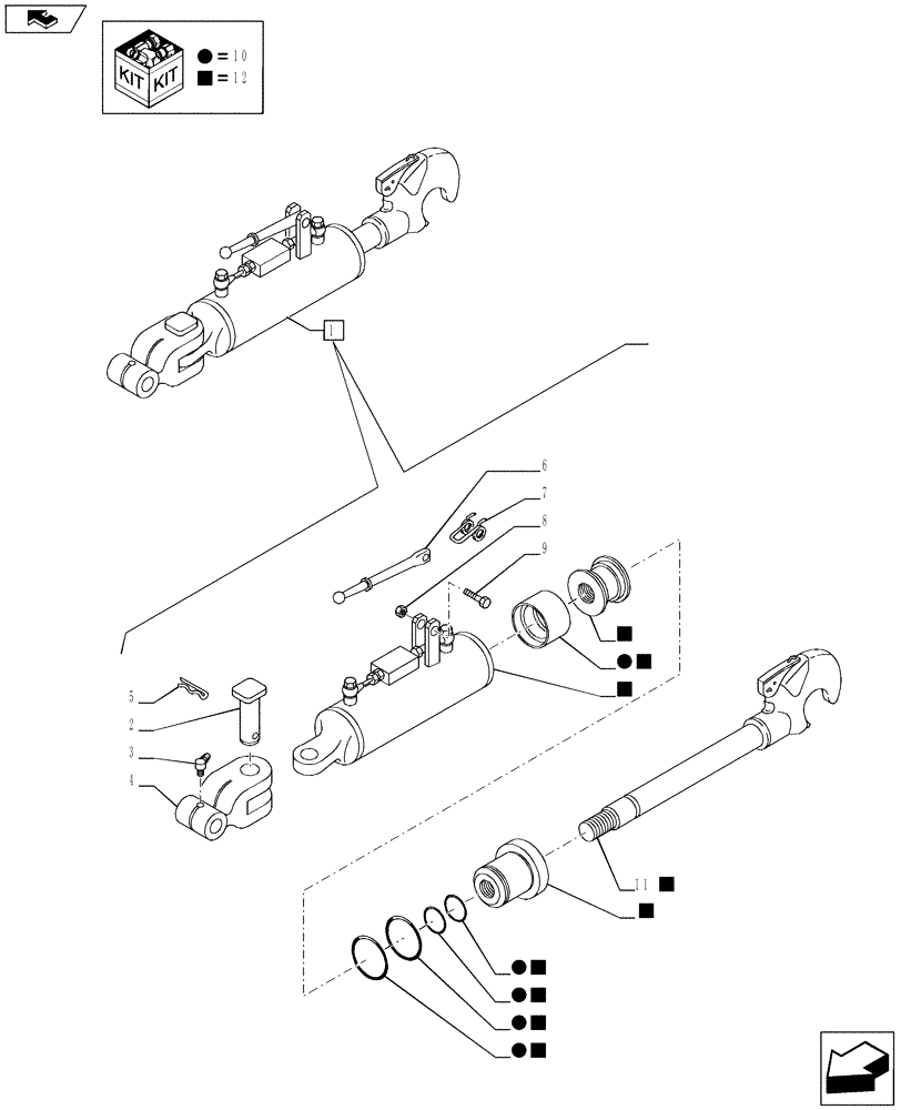 Схема запчастей Case IH PUMA 200 - (35.124.0101[02]) - HYDRAULIC TOP LINK FOR ALL LINKAGE OPTIONS - BREAKDOWN (VAR.728237) (35) - HYDRAULIC SYSTEMS