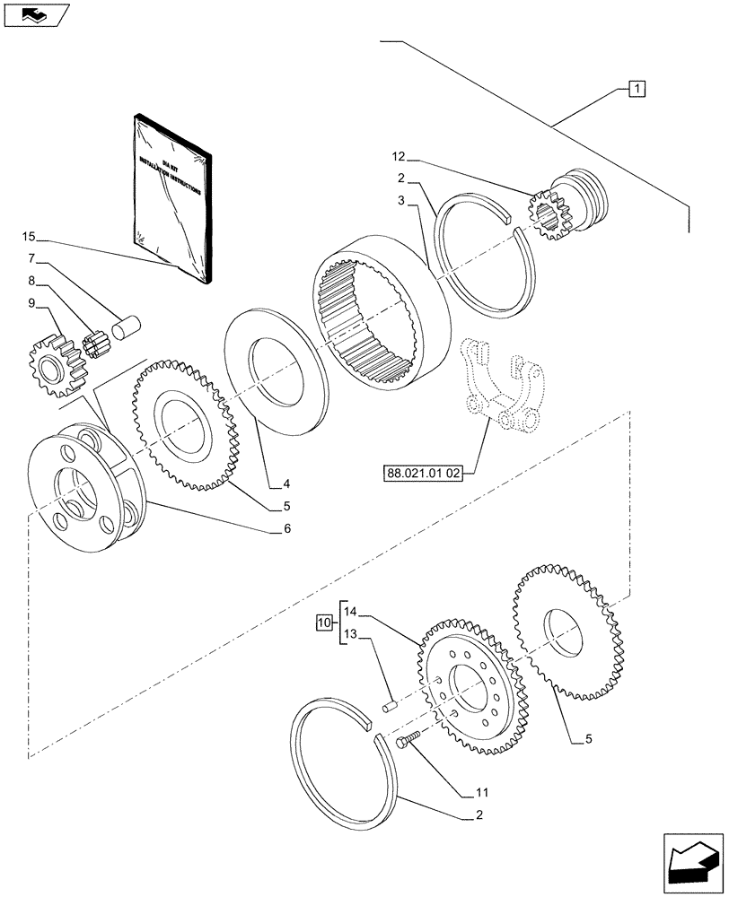 Схема запчастей Case IH PUMA 215 - (88.021.01[01]) - DIA KIT - CREEPER - GEARS (88) - ACCESSORIES