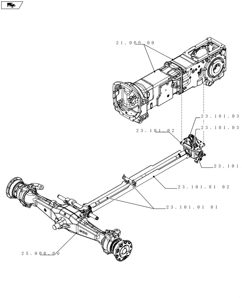 Схема запчастей Case IH FARMALL 65C - (23.000.00) - PICTORIAL INDEX - 4WD LINES (23) - FOUR WHEEL DRIVE SYSTEM