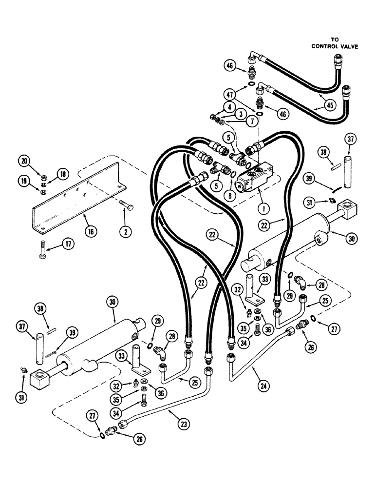 Схема запчастей Case IH 4694 - (5-124) - REAR STEERING HYDRAULICS, CHECK VALVE AND CYLINDERS (05) - STEERING