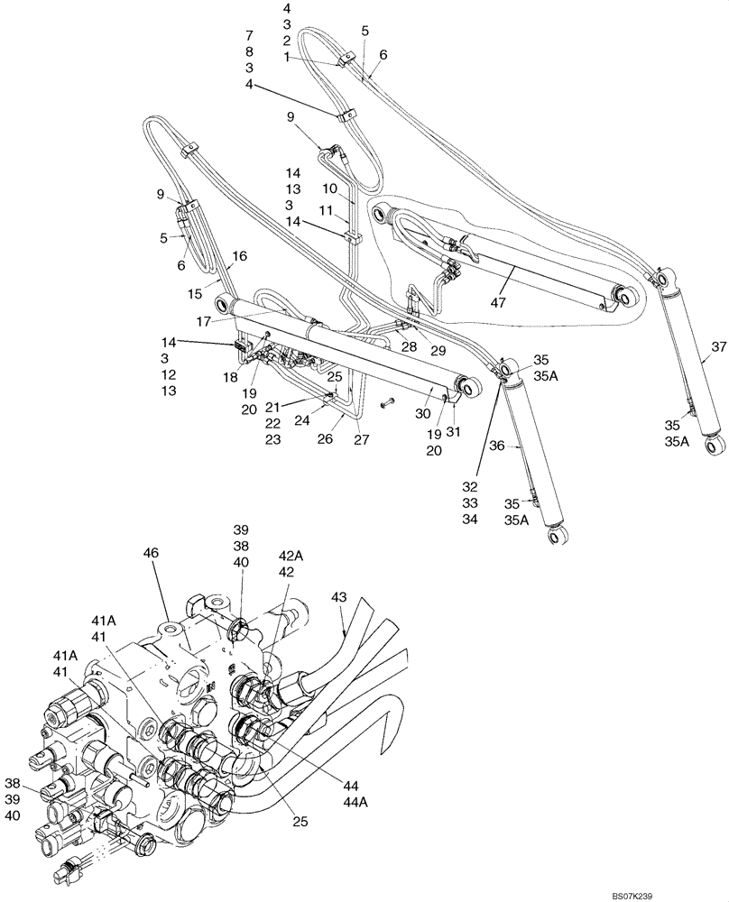 Схема запчастей Case IH 465 - (08-02) - HYDRAULICS - LOADER BUCKET (08) - HYDRAULICS