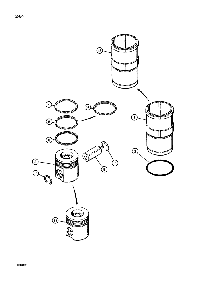 Схема запчастей Case IH 9240 - (2-064) - PISTONS, 6TA-830 ENGINE, PISTONS PRIOR TO ENGINE SERIAL NUMBER 44536857 (02) - ENGINE