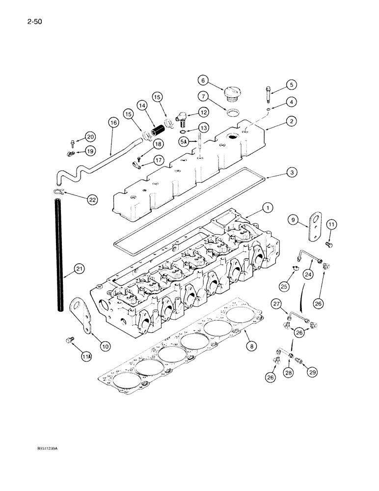 Схема запчастей Case IH 7130 - (2-050) - CYLINDER HEAD COVER, 6T-830 ENGINE, 6TA-830 ENGINE (02) - ENGINE