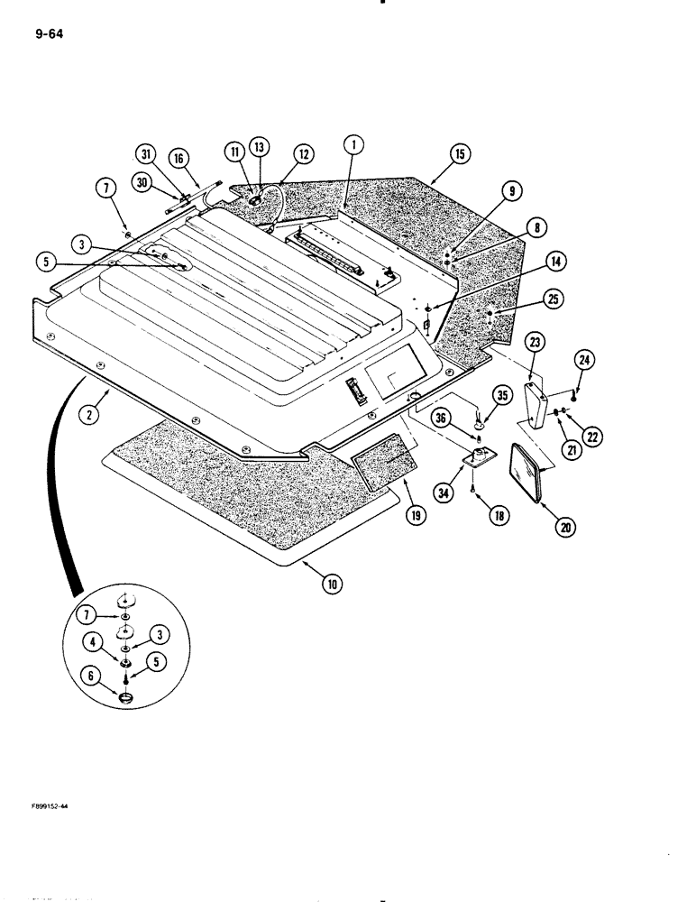 Схема запчастей Case IH 9110 - (9-64) - OVERHEAD CONSOLE, CAB (09) - CHASSIS/ATTACHMENTS