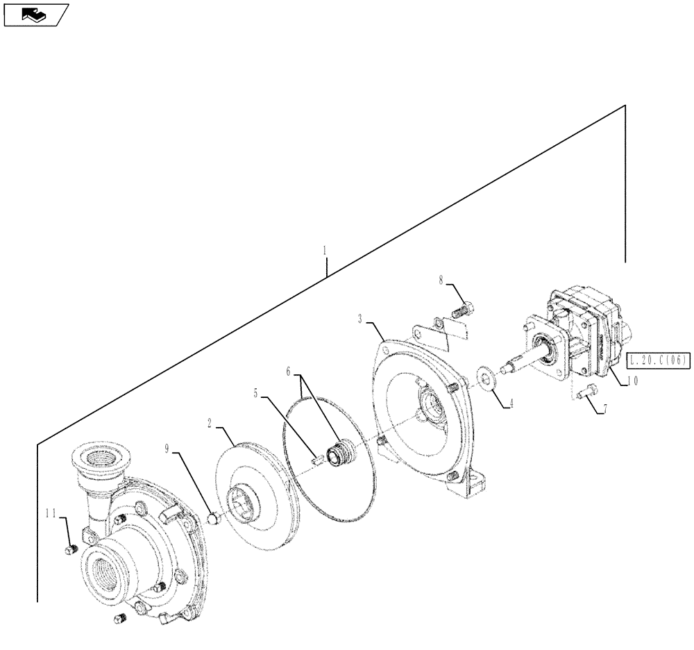 Схема запчастей Case IH SRX160 - (L.20.C[05]) - PUMP - ASSEMBLY, HYDRAULIC CENTRIFUGAL (HYPRO - CAST) HM1C L - Field Processing