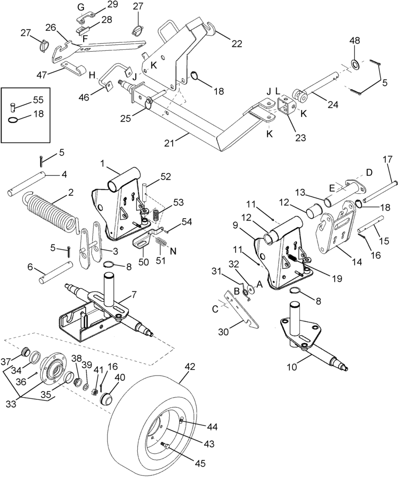 Схема запчастей Case IH 2052 - (09-31) - TRANSPORT OPTION WHEELS AND SUPPORTS - 30.0 & 36.0 FOOT HEADERS (03) - CHASSIS/MOUNTED EQUIPMENT