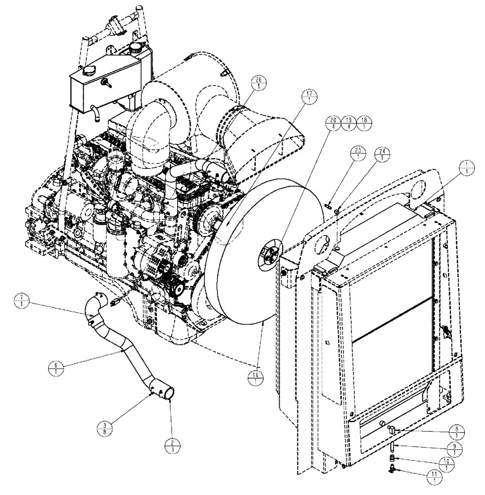 Схема запчастей Case IH TITAN 4520 - (02-019[01]) - RADIATOR COMPONENTS GROUP (01) - ENGINE