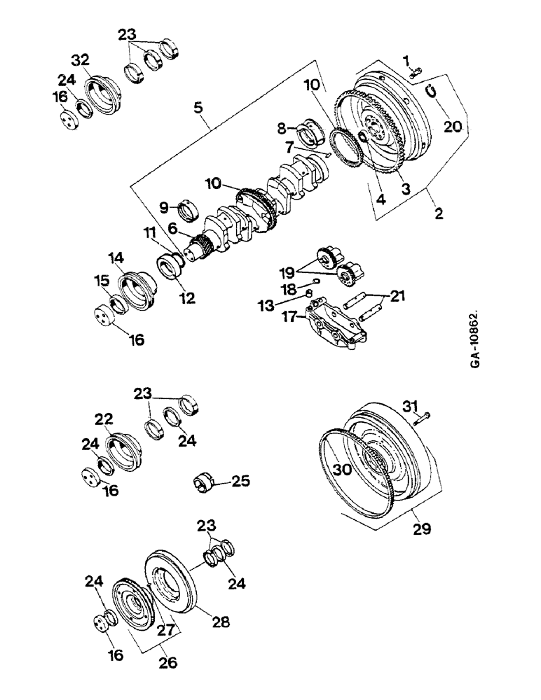 Схема запчастей Case IH D-206 - (07-06) - CRANKSHAFT, 4 CYLINDER 