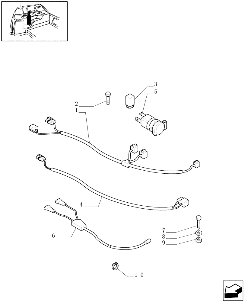 Схема запчастей Case IH MAXXUM 140 - (1.91.4/03) - EUROPEAN LOADER READY - AUXILIARY CABLES (VAR.330820-332820-330821-331821-332821-334821-336821-338821 / 743745) (10) - OPERATORS PLATFORM/CAB