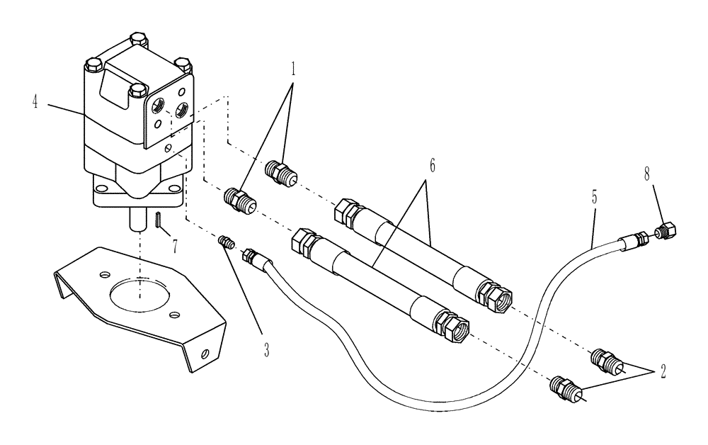 Схема запчастей Case IH DHX212 - (20.07.02[1]) - MOTOR & HOSES, KNIFE DRIVE (07) - HYDRAULICS