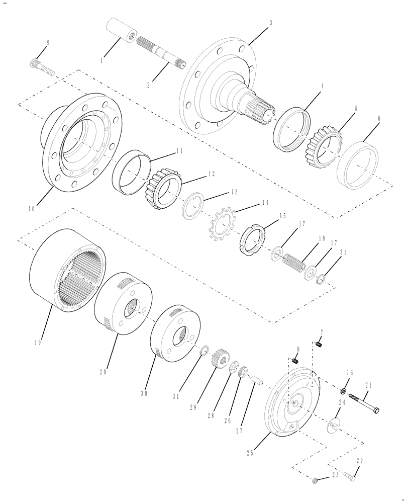 Схема запчастей Case IH WD2303 - (04.01) - PLANETARY GEAR DRIVE, BSN YAG663283 (04) - FRONT AXLE