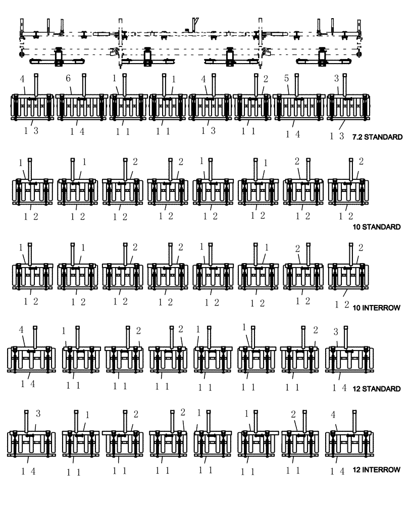 Схема запчастей Case IH ATX400 - (6.020.1) - GANG FRAME PARTS LAYOUT 33 Packer Gang Assemblies and Frames