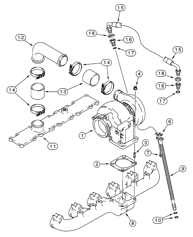 Схема запчастей Case IH 7220 - (2-038) - TURBOCHARGER SYSTEM, 6T-830 EMISSIONS CERT. ENGINE, 7220 TRACTOR ONLY, P.I.N. JJA0064978 AND AFTER (02) - ENGINE