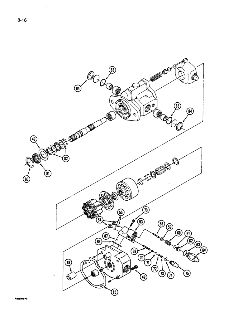 Схема запчастей Case IH 9280 - (8-016) - HYDRAULIC PISTON PUMP ASSEMBLY, (CONT) (08) - HYDRAULICS