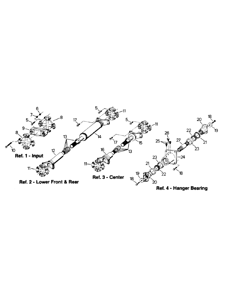 Схема запчастей Case IH ST280 - (04-38) - DRIVESHAFTS, WITH STATIONARY TRANSFER CASE, ASN 2000 (04) - Drive Train