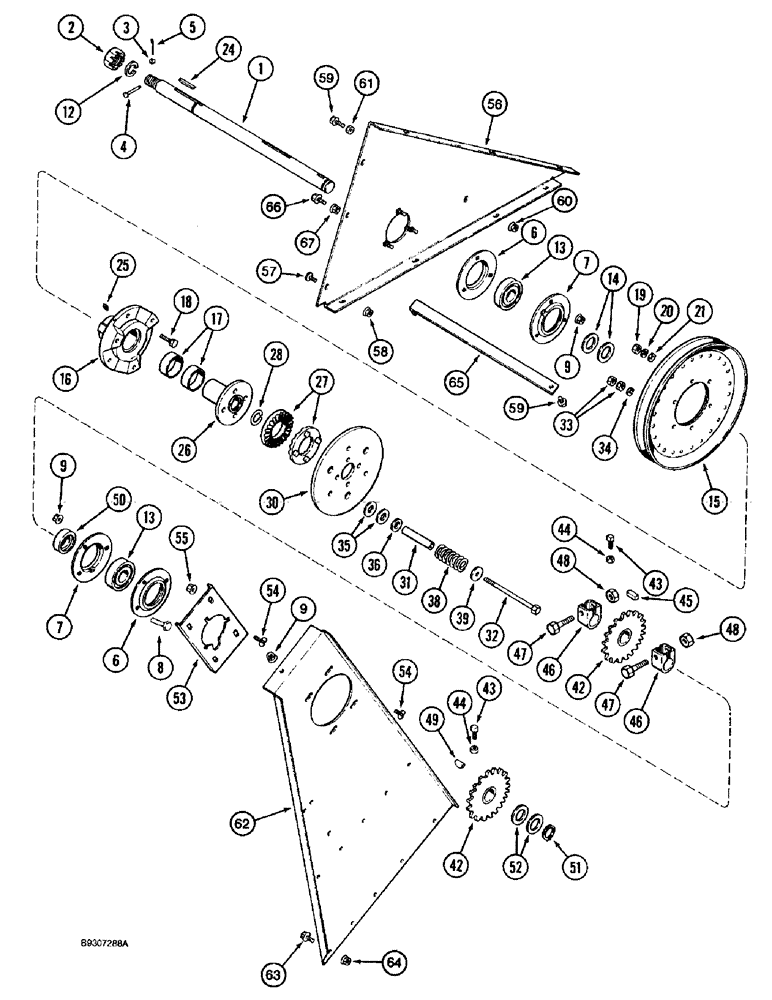 Схема запчастей Case IH 1688 - (9D-28) - ELEVATOR DRIVE JACKSHAFT (16) - GRAIN ELEVATORS & AUGERS