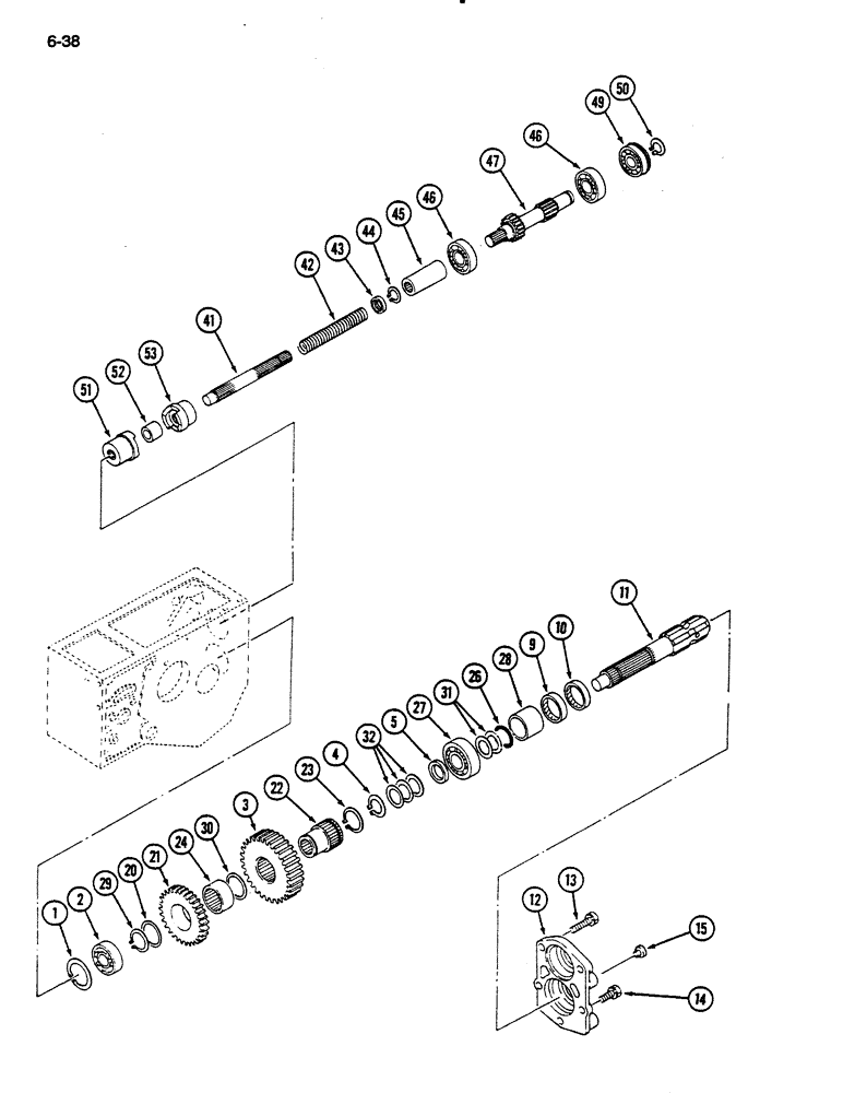 Схема запчастей Case IH 235 - (6-38) - PTO SHAFT, HYDROSTATIC TRANSMISSION (06) - POWER TRAIN