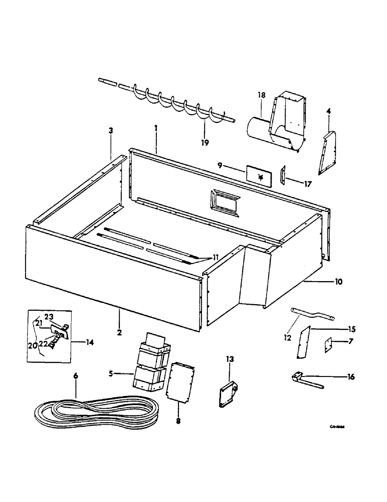 Схема запчастей Case IH 615 - (26-07) - GRAIN TANK, GRAIN TANK EXTENSION W/RAISED, LEVELING AUGER, 19-1/2" HIGH, SER. NO. 8000 AND BELOW Grain Tank