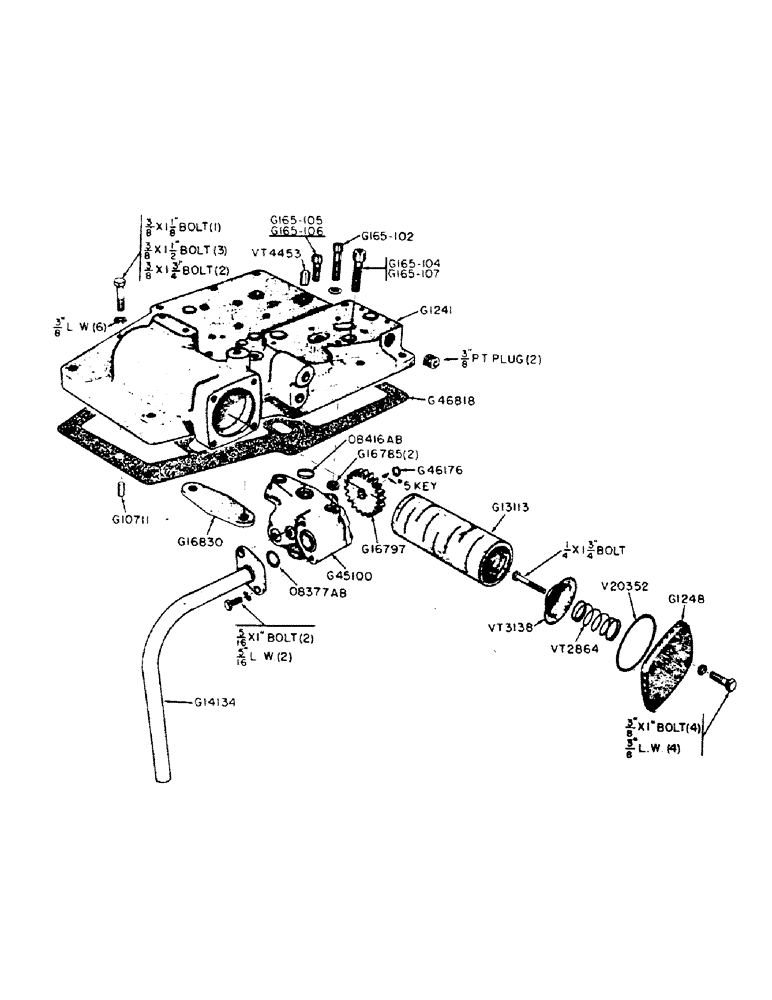 Схема запчастей Case IH 400B-SERIES - (166) - HYDRAULIC PUMP AND ADAPTER, 400B SERIES TRACTORS (08) - HYDRAULICS