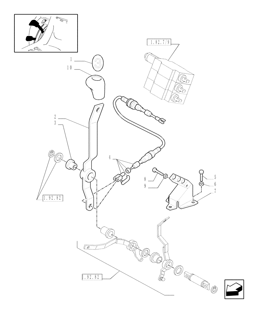 Схема запчастей Case IH JX1060C - (1.92.82/08[02]) - (VAR.195) 3 REMOTE VALVES FOR MDC - LEVERS (10) - OPERATORS PLATFORM/CAB