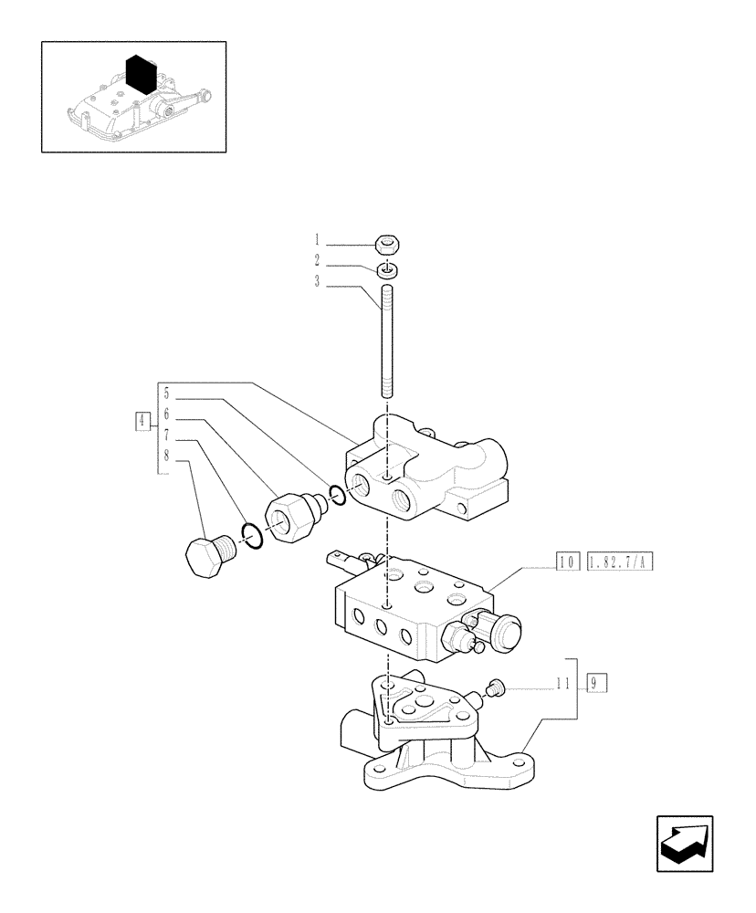 Схема запчастей Case IH JX1060C - (1.82.7[02]) - SIMPLE DOUBLE EFFECT DISTRIBUTOR - C5484 (07) - HYDRAULIC SYSTEM