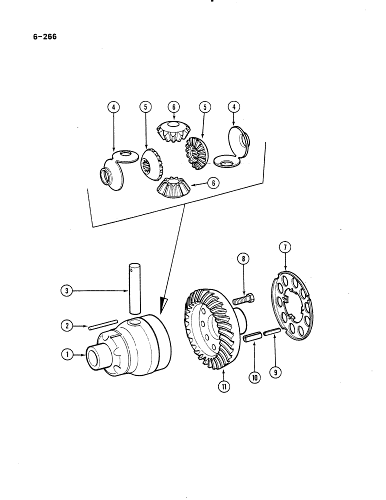 Схема запчастей Case IH 485 - (6-266) - DIFFERENTIAL, 4 WHEEL DRIVE, MFD AXLE APL-330, P.I.N. 18001 AND AFTER (06) - POWER TRAIN