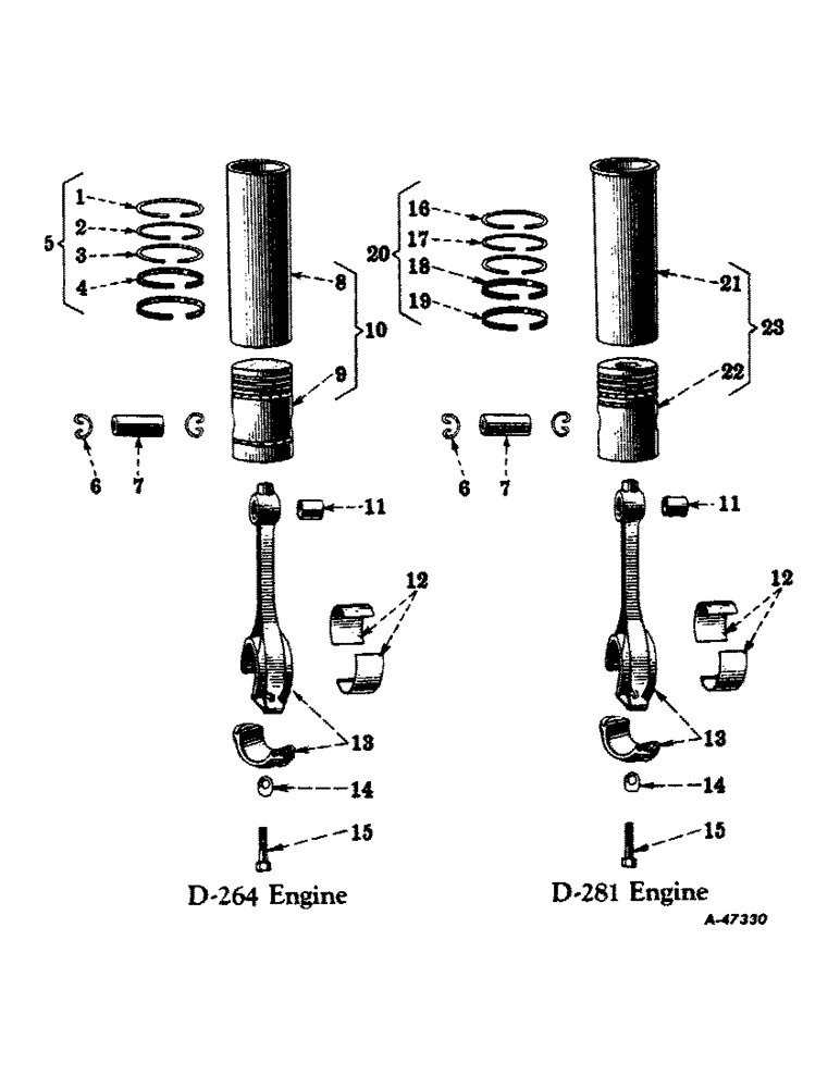 Схема запчастей Case IH 450-SERIES - (069) - DIESEL ENGINE, CONNECTING RODS AND SLEEVE SETS (01) - ENGINE