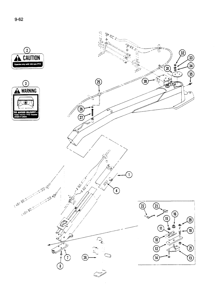 Схема запчастей Case IH 1490 - (9-062) - HITCH EXTENSION AND TONGUE, 1490 AND 1590 MOWER CONDITIONER (03) - CHASSIS/MOUNTED EQUIPMENT